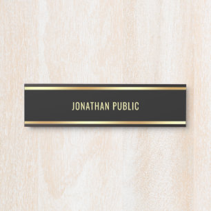 Trendy Glamorous Modern Black And Gold Design Door Sign