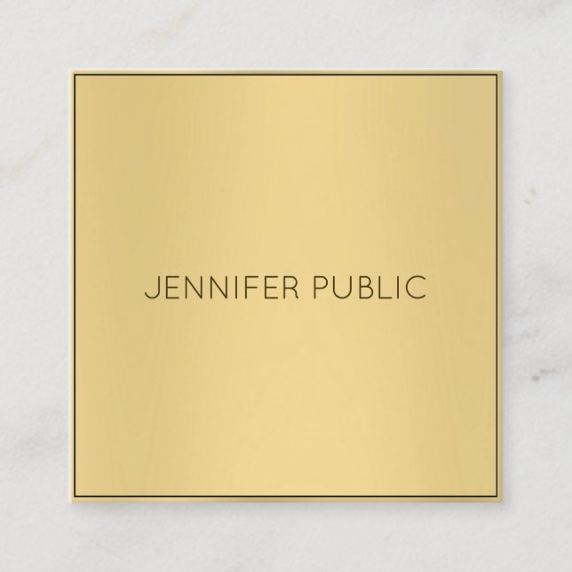 Trendy Glamour Gold Look Modern Template Luxury Square Business Card (Front)