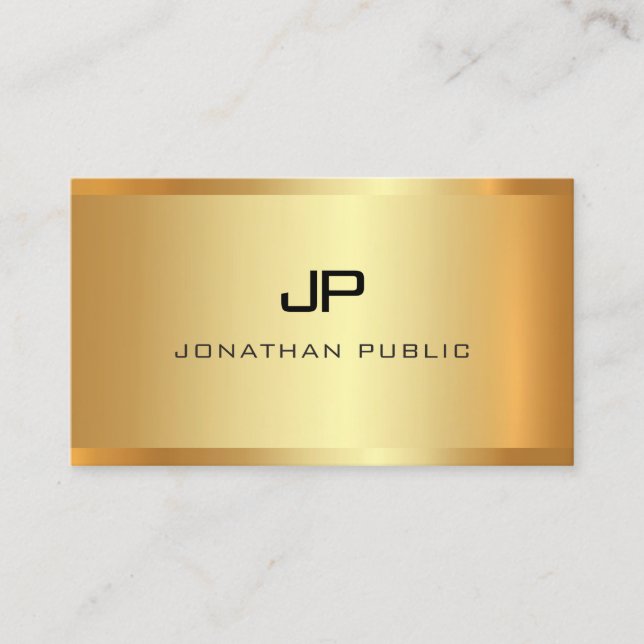 Trendy Glamourous Faux Gold Modern Template Elegan Business Card (Front)