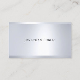 Trendy Glamourous Silver Look Elegant Modern Plain Business Card