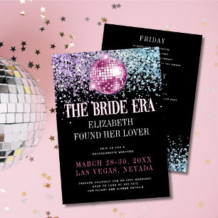 Trendy Glitter Disco Bride Era Bachelorette Party Invitation