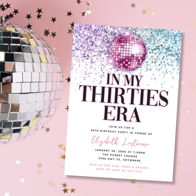 Trendy Glitter Disco Thirties Era 30th Birthday Invitation (Creator Uploaded)