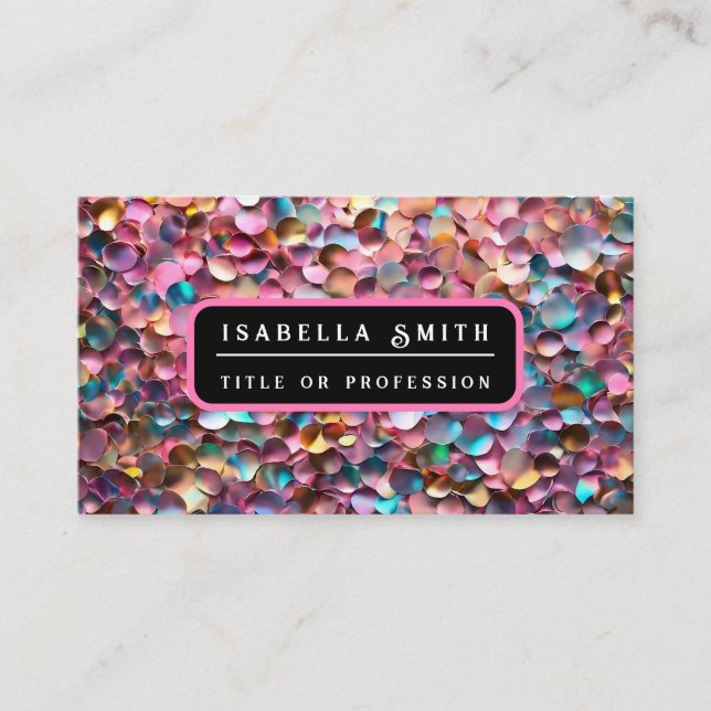 Trendy Glitter Opal Holographic Collection Business Card (Front)