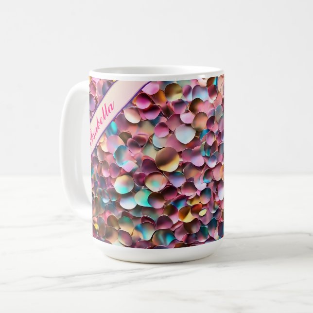 Trendy Glitter Opal Holographic Collection Coffee Mug (Front Left)