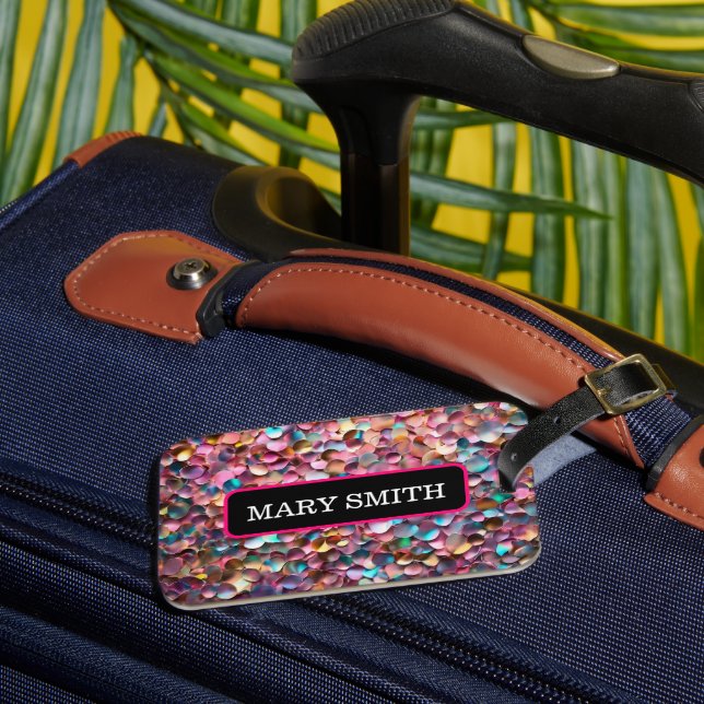 Trendy Glitter Opal Holographic Collection Luggage Tag (Front Insitu 3)