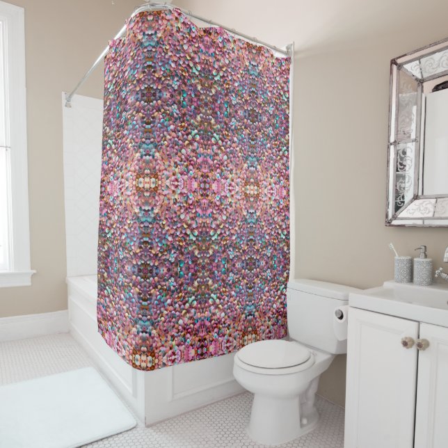Trendy Glitter Opal Holographic Collection Shower Curtain (In Situ)