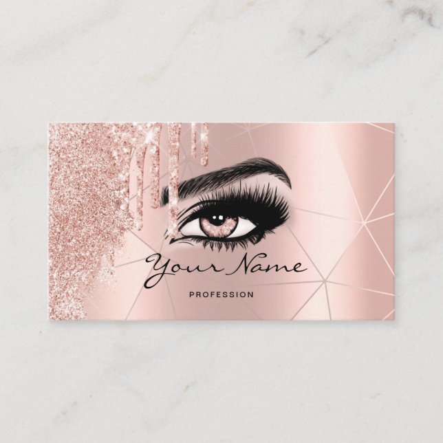 Trendy Glitter Rose gold Drips Geometric Modern Business Card (Front)