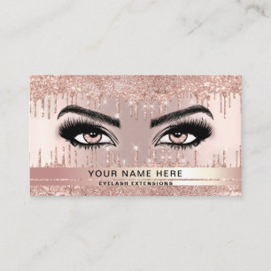 Trendy Glitter Rose gold drips Lashes Business Card