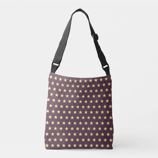 Trendy glittering star pattern on cassis crossbody bag (Front)