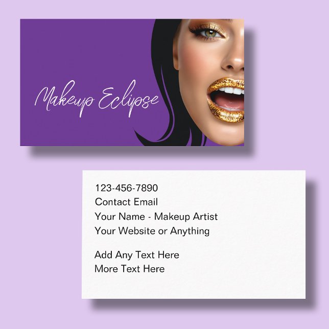 Trendy Glitzy Makeup Artist Business Cards (Creator Uploaded)