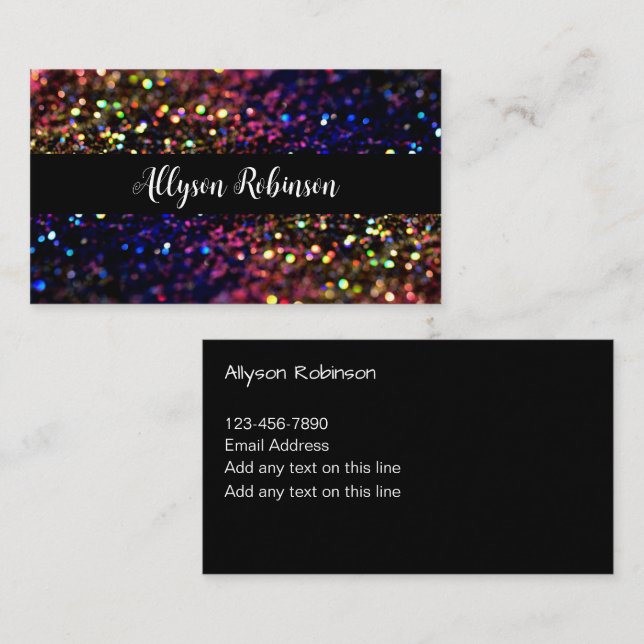Trendy Glitzy Monogram Business Cards (Front/Back)