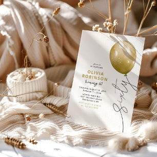 Trendy Gold Balloon 60th Birthday Invitation