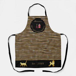 Trendy Gold & Black Pet Groomer Business Apron