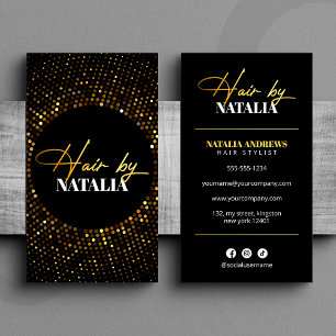 Trendy Gold Black Sparkle Hair Salon Business Card