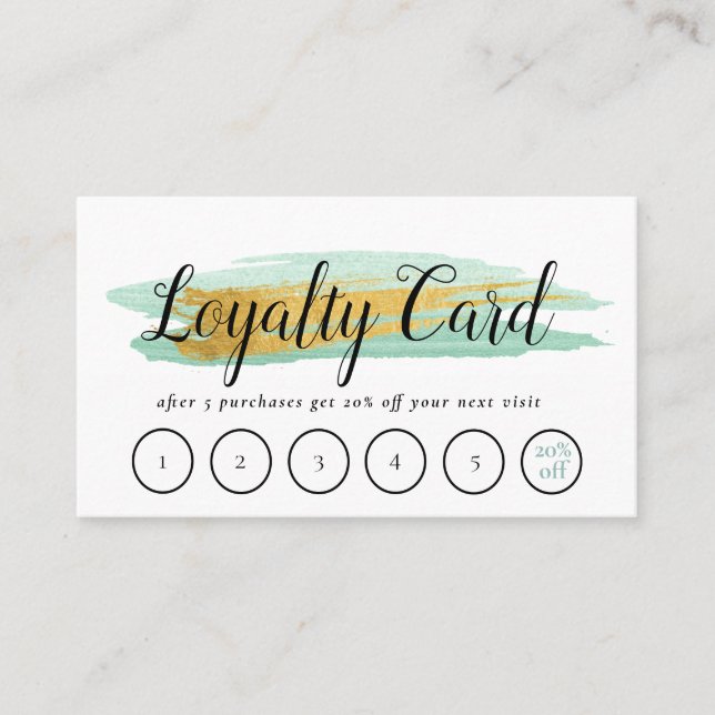 trendy gold & blue stroke loyalty card (Front)