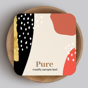 Trendy Gold Brush Modern Abstract Art Paint Shapes Square Business Card