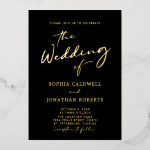 Trendy Gold Calligraphy on Black Wedding