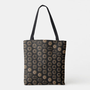Trendy Gold Chakras Pattern Tote Bag