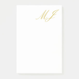 Trendy Gold Color Monogram Minimalist Modern Post-it Notes