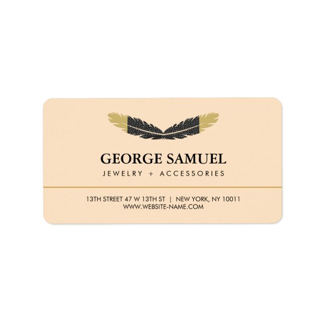 Trendy Gold Dipped Boho Feather Designer Pink  Label (Front)