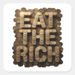 Trendy Gold EAT THE RICH Sticker Art