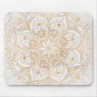 Trendy Gold Floral Mandala Marble Design