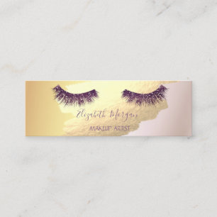 Trendy Gold Foil Brush Stroke,Glitter Lashes Mini Business Card