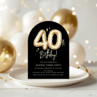 Trendy Gold Forty Balloon 40th Birthday Party