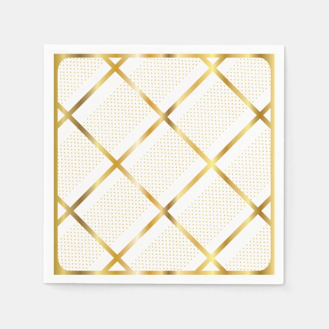 Trendy Gold Geometric Pattern Golden Stylish Art Napkin (Front)