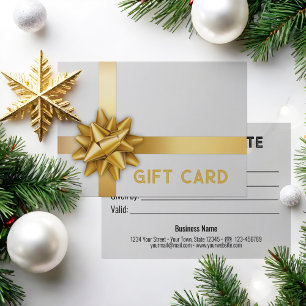Trendy Gold Gift Bow Satin Ribbon White Gift Card