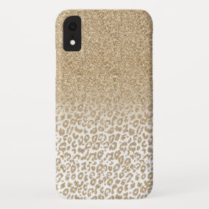 Trendy Gold Glitter and Leopard Print Gradient Case-Mate iPhone Case