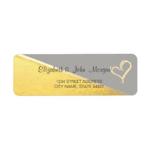 Trendy  Gold Glitter Heart  Address Label