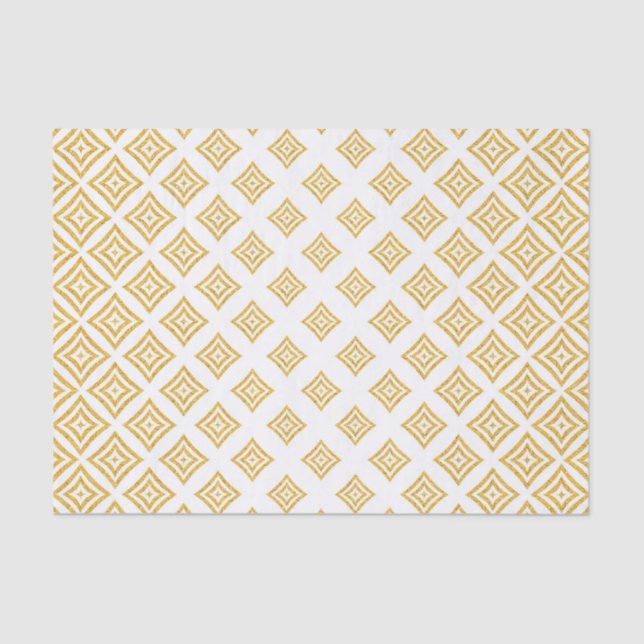 Trendy Gold Glitter Rhomboid Pattern Tissue Paper (Front)