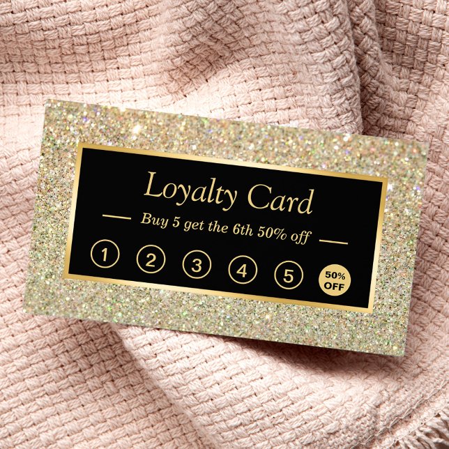 Trendy Gold Glitter Sparkles Look | Loyalty Card (Creator Uploaded)