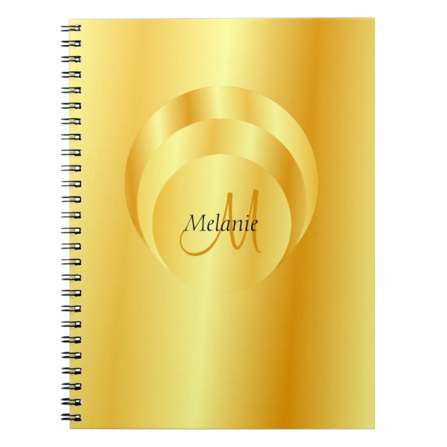 Trendy Gold Look Elegant Monogram Template Notebook (Front)