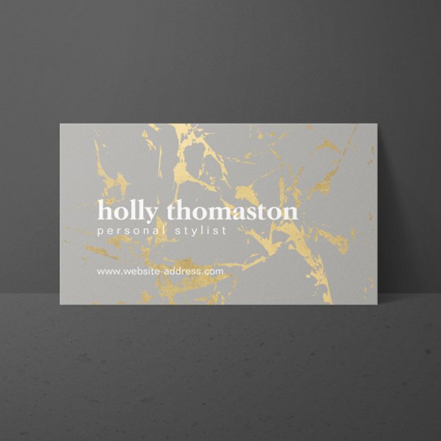 Trendy Gold Marble Pattern on Grey Designer Business Card (Creator Uploaded)