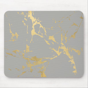 Trendy Gold Marble Pattern on Grey Mouse Pad