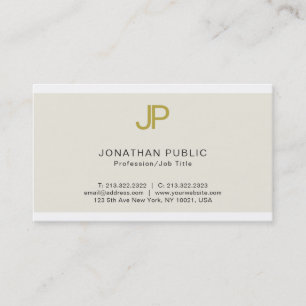 Trendy Gold Monogrammed Design Modern Chic Plain Business Card