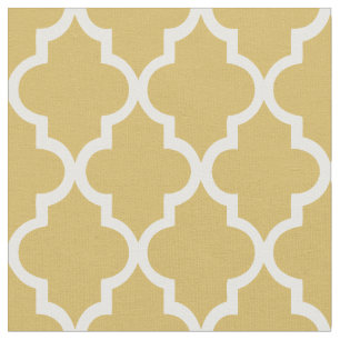 Trendy Gold Moroccan Quatrefoil Pattern Fabric