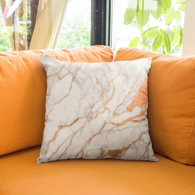 Trendy Gold Orange and White Marble Cushion (Creator Uploaded)