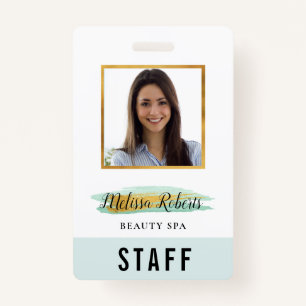 trendy gold personalized photo business ID ID Badge