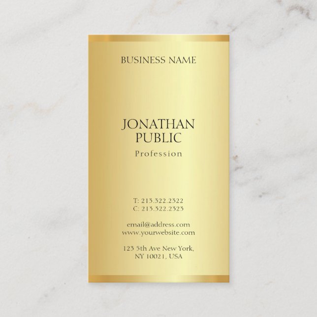 Trendy Gold Professional Modern Elegant Simple Business Card (Front)