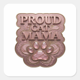 Trendy Gold PROUD CAT MAMA Sticker Motif