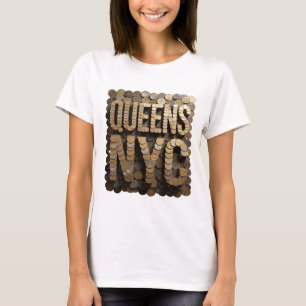 Trendy Gold QUEENS NYC Statement Design T-Shirt