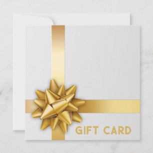 Trendy Gold Satin Ribbon Gift Bow White Gift Card