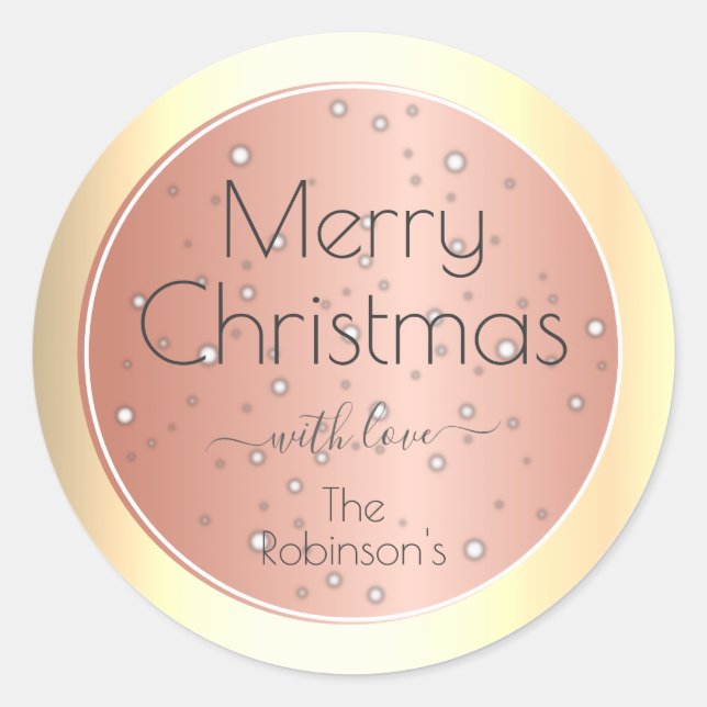 Trendy Gold Shimmer Effect Elegant Christmas Style Classic Round Sticker (Front)