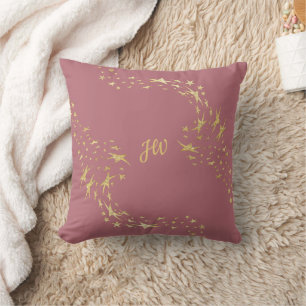 Trendy Gold Stars Monogrammed Throw Pillow