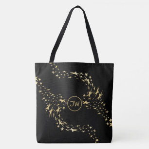 Trendy Gold Stars Monogrammed Tote Bag
