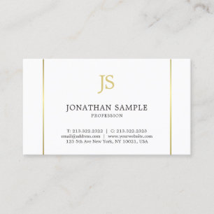 Trendy Gold Striped Modern Monogrammed Plain Business Card
