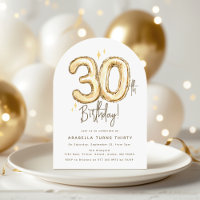 Trendy Gold Thirty Balloon 30th Birthday Party